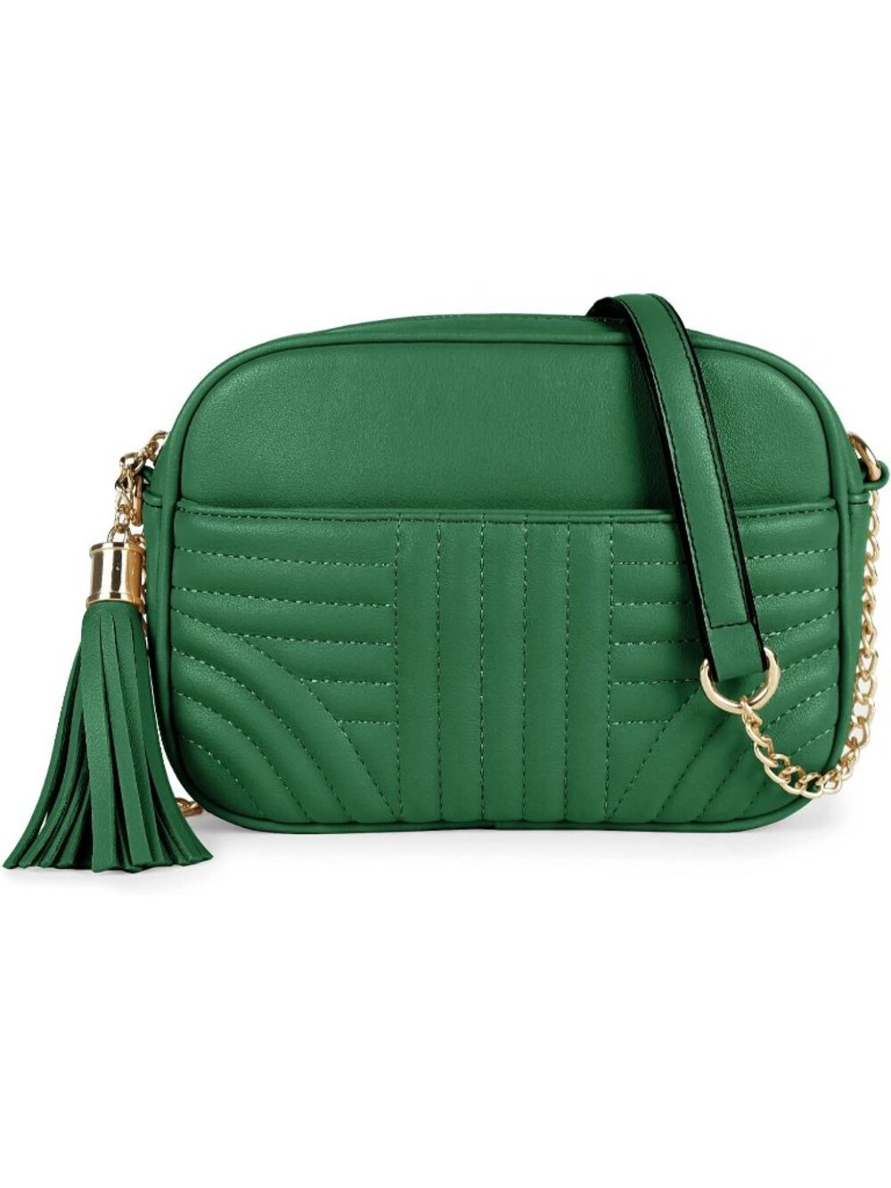 👜Women's Green Quilted Camera Bag Tassel Crossbody Bag Lightweight Shoulder Bag